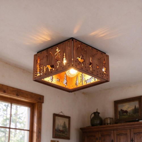 Rustic wood flush mount - rustic,